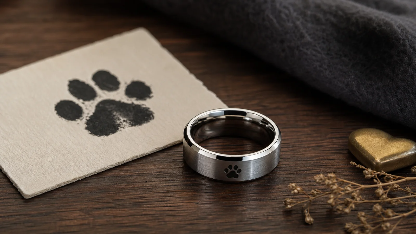 Dog paw print source checklist with a clear paw image and a simple memorial ring draft